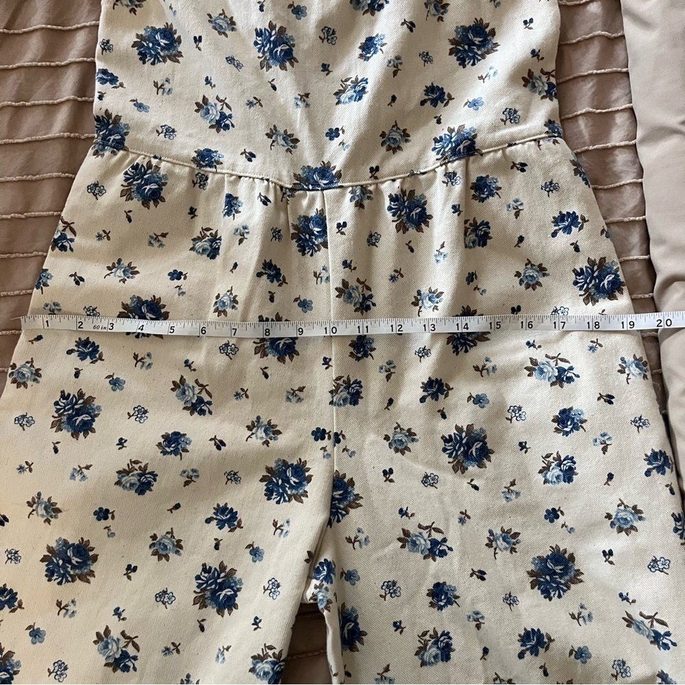 Handmade Floral Sleeveless Wide Leg Cropped Jumpsuit Small - Picture 8 of 9
